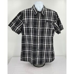 Harley-Davidson Plaid Shirt HDMC Patches Short Sleeve Button Up 2XL‎ #1267